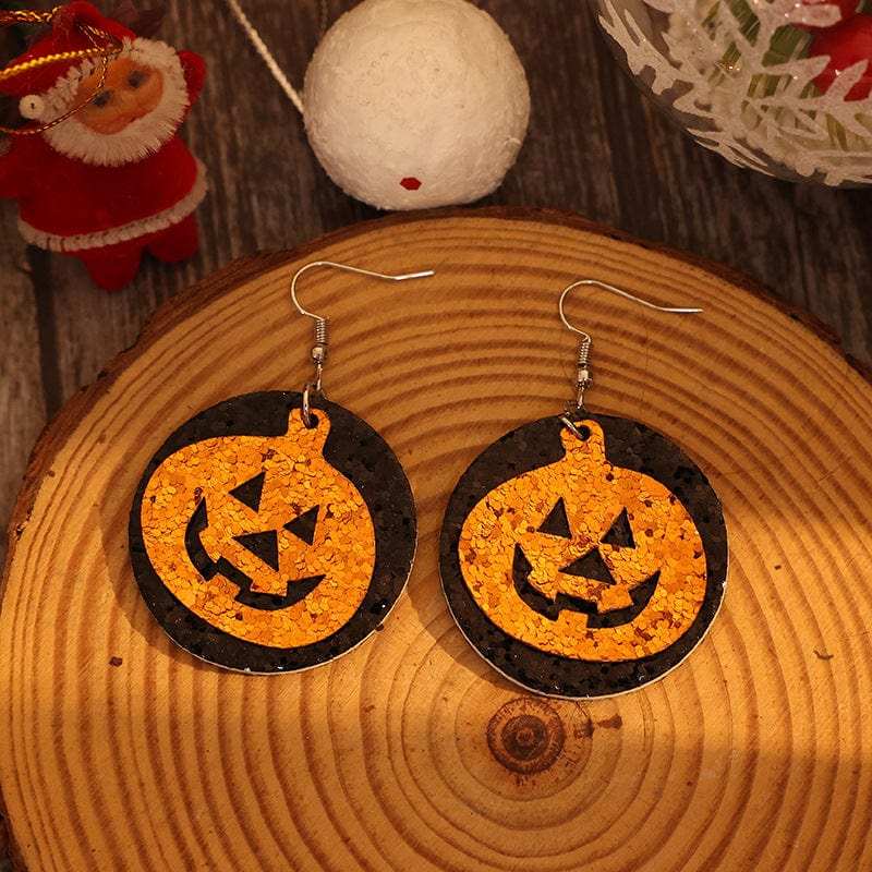 PU Leather Pumpkin Earrings - Trendsi - Flyclothing LLC