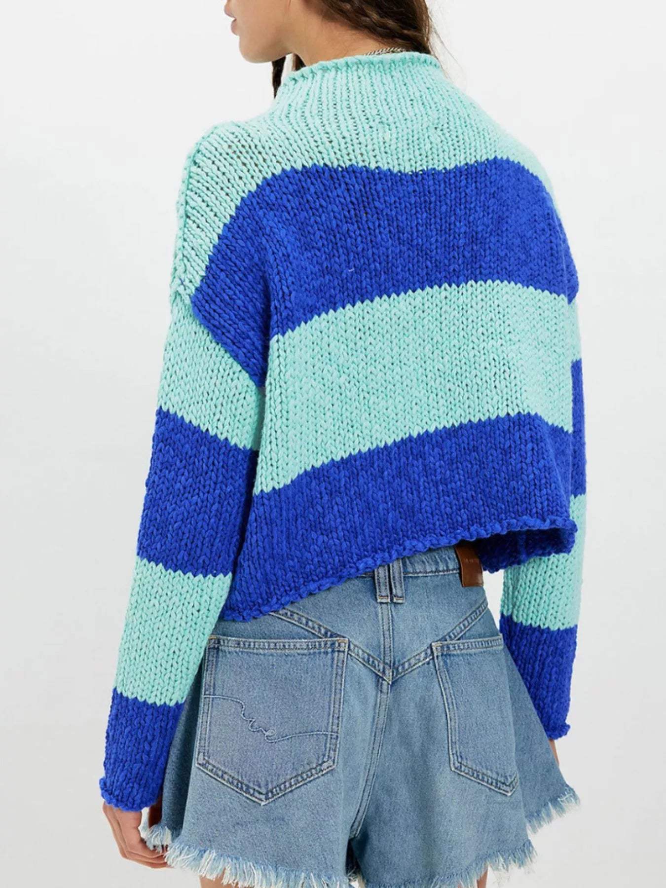 Chunky Knit Striped Sweater - Trendsi - Flyclothing LLC