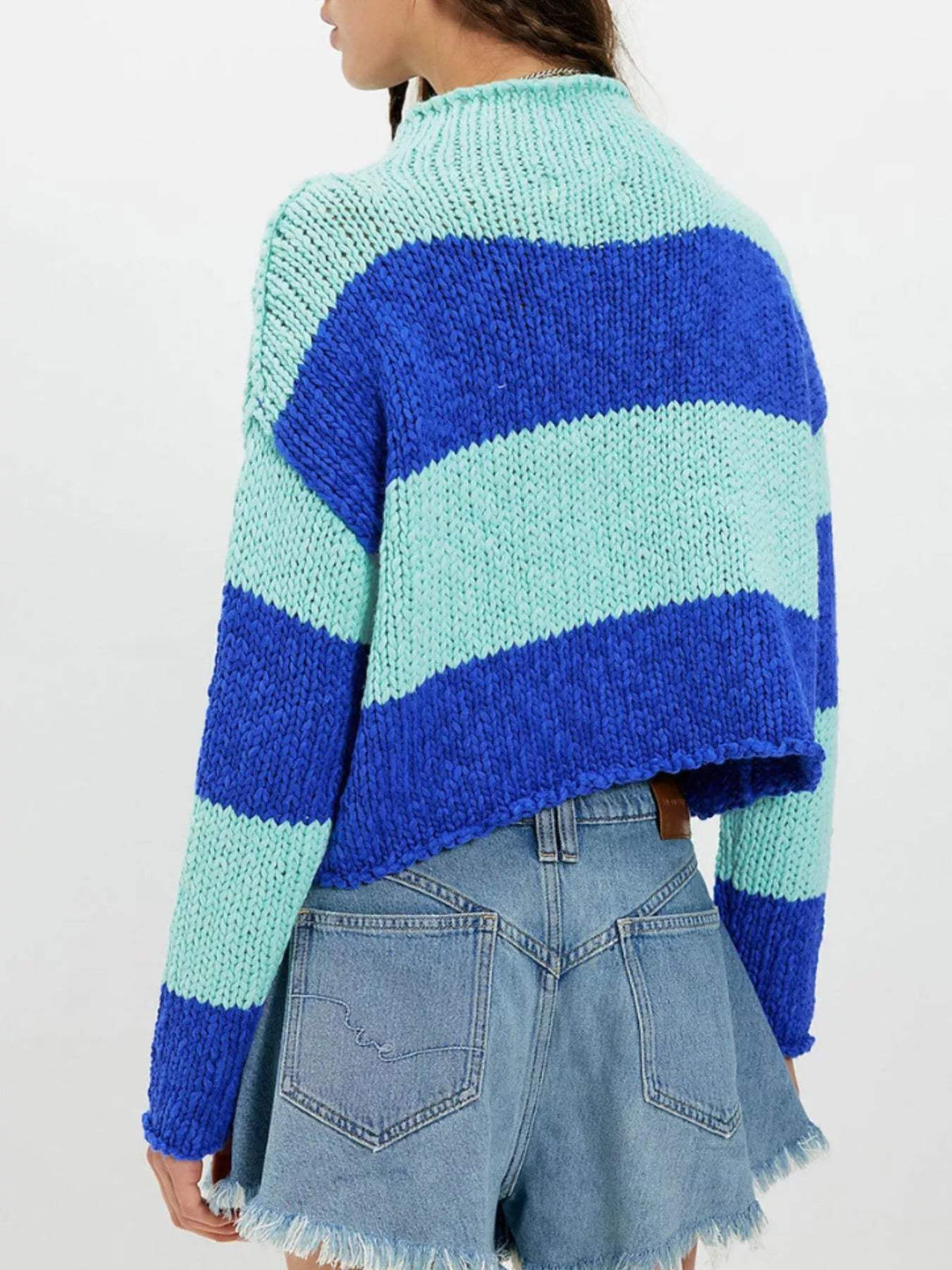 Chunky Knit Striped Sweater - Trendsi - Flyclothing LLC