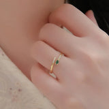 925 Sterling Silver Inland Zircon Open Ring - Trendsi - Flyclothing LLC