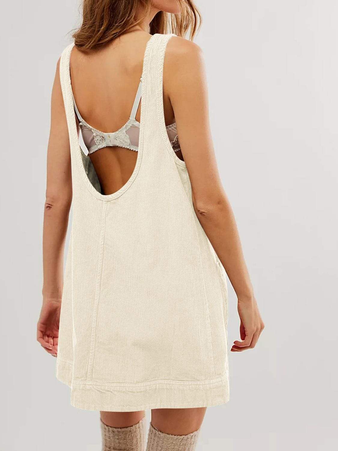 Mandy Round Neck Wide Strap Mini Dress with Pockets - Trendsi - Flyclothing LLC