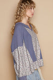 POL Waffle Knit Floral Notched Long Sleeve Top - Trendsi
