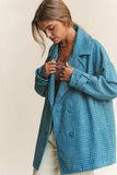 J.NNA Tweed Double-Breasted Long Sleeve Coat - Trendsi - Flyclothing LLC
