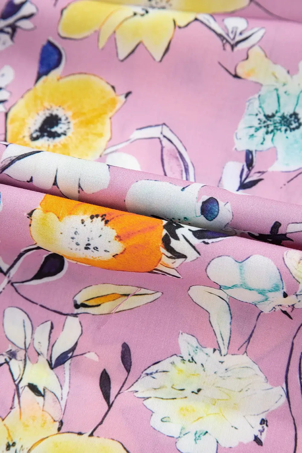 Printed Notched Double Layered Ruffle Sleeve Blouse - Trendsi - Flyclothing LLC