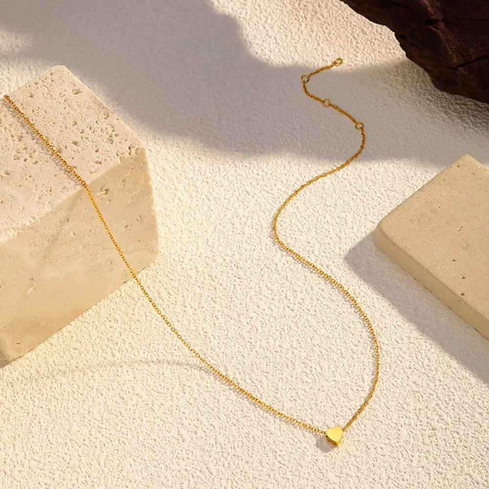 18K Gold-Plated Heart Pendant Necklace - Trendsi - Flyclothing LLC