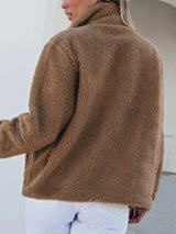 Zip Up Long Sleeve Plush Jacket - Trendsi - Flyclothing LLC