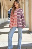 Contrast Striped Long Sleeve Sweatshirt - Trendsi - Flyclothing LLC