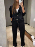 Full Size Button Up Long Sleeve Top and Pants Set - Trendsi - Flyclothing LLC