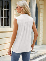 Textured Johnny Collar Tank - Trendsi - Flyclothing LLC