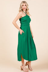 Culture Code Tie Back Shirring Dress with Pockets - Trendsi