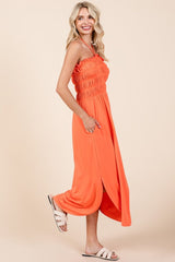 Culture Code Tie Back Shirring Dress with Pockets - Trendsi