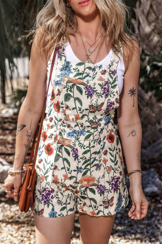 Printed Square Neck Wide Strap Romper - Trendsi - Flyclothing LLC