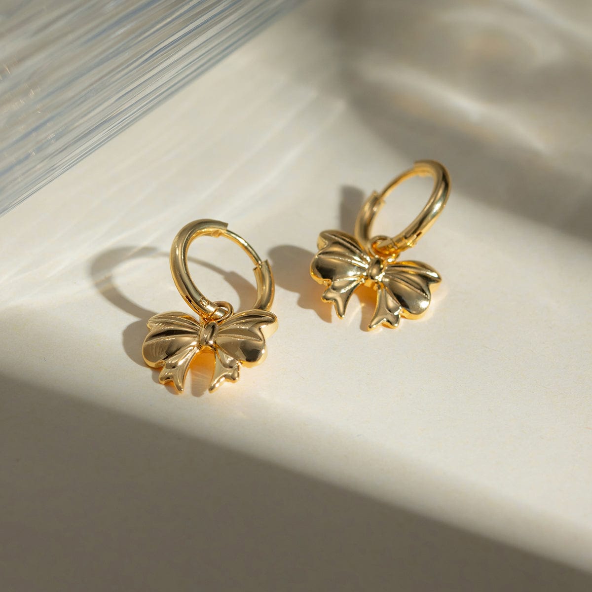 18K Gold-Plated Bow Earrings - Trendsi
