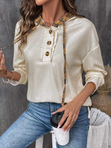 Drawstring Long Sleeve Hooded T-Shirt - Trendsi - Flyclothing LLC