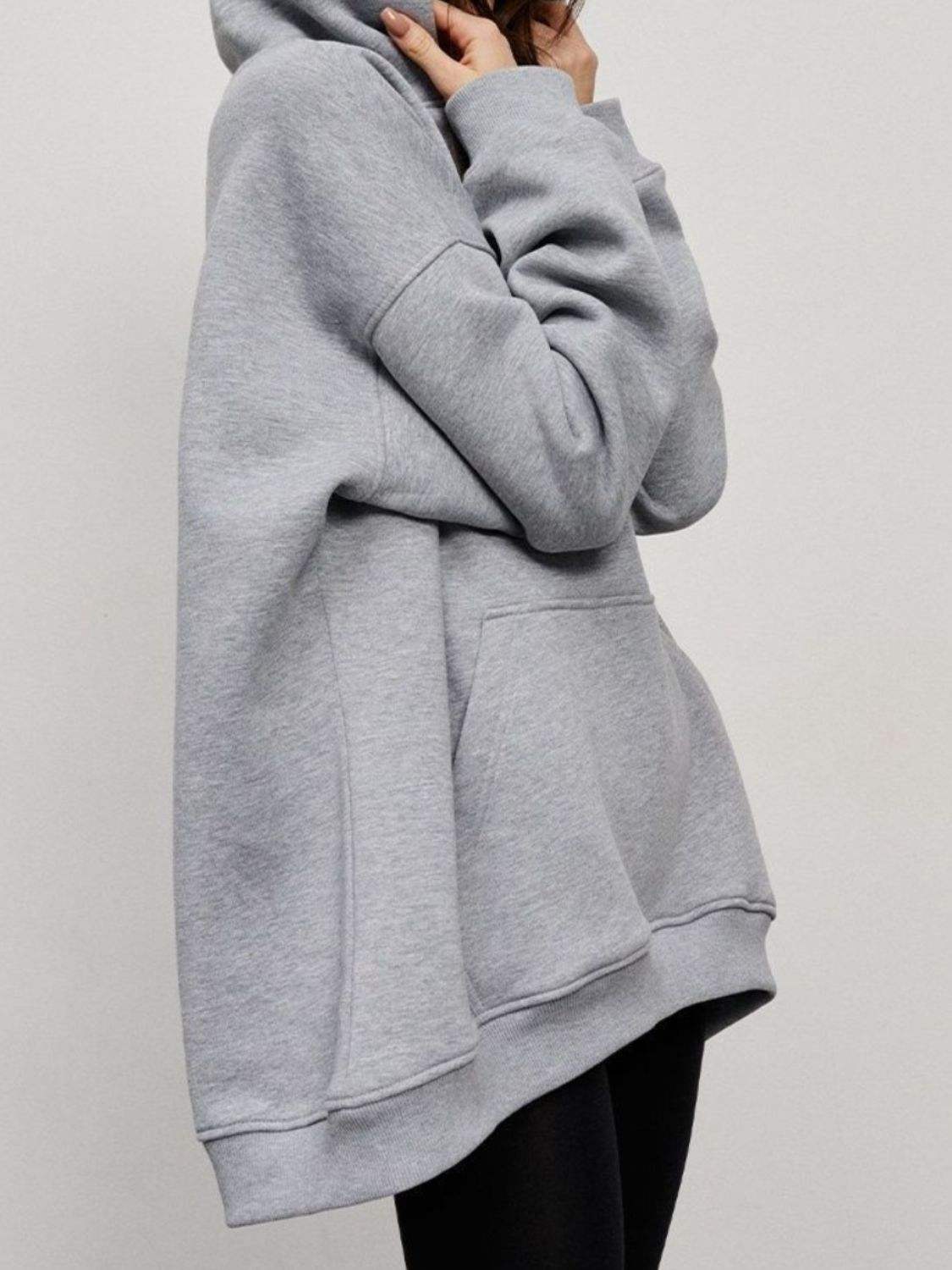 Pocketed Dropped Shoulder Long Sleeve Hoodie - Trendsi - Flyclothing LLC