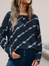 Striped Round Neck Long Sleeve T-Shirt - Trendsi - Flyclothing LLC