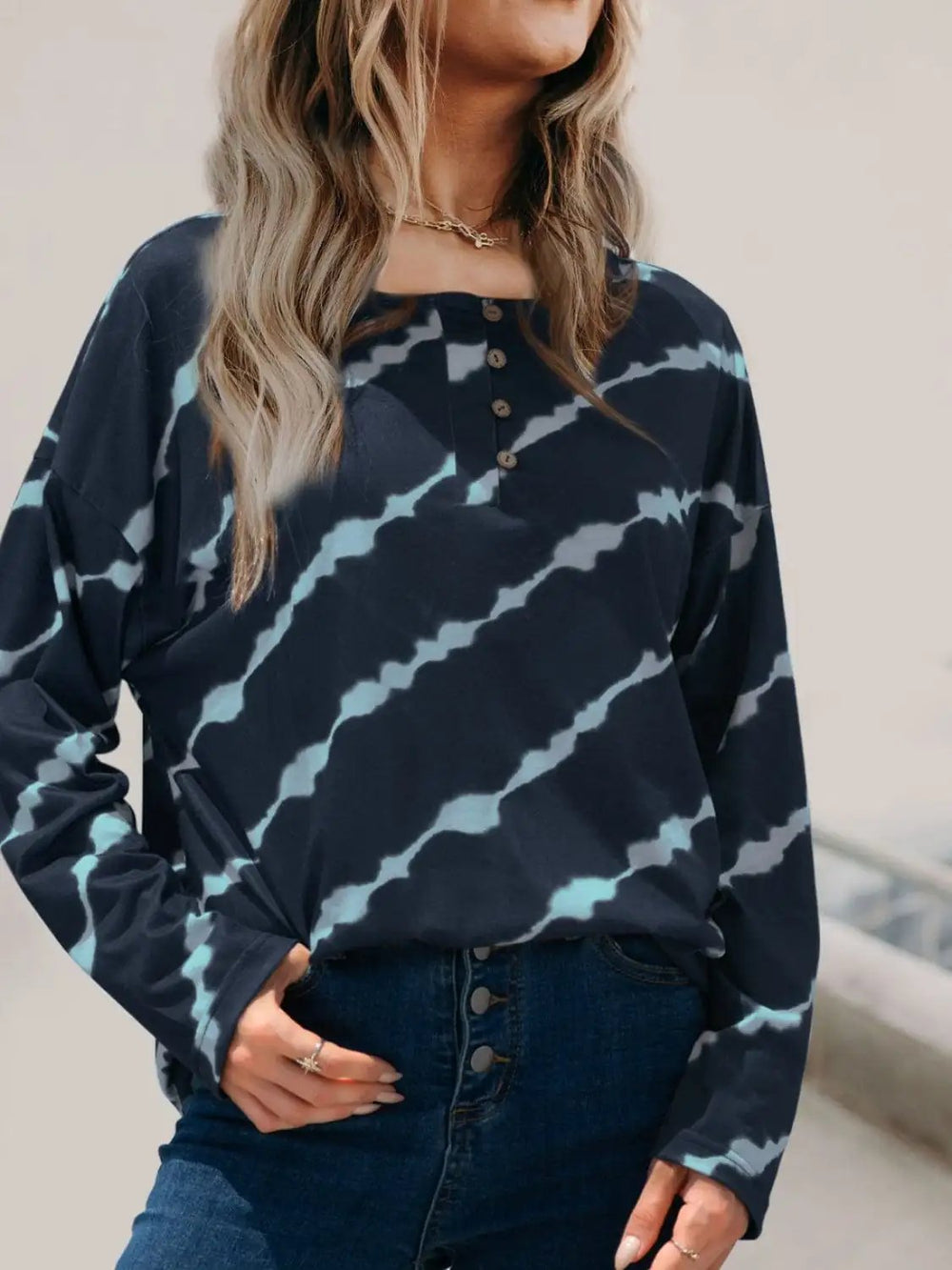 Striped Round Neck Long Sleeve T-Shirt - Trendsi