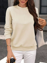 Textured Quarter-Zip Sweatshirt - Trendsi - Flyclothing LLC