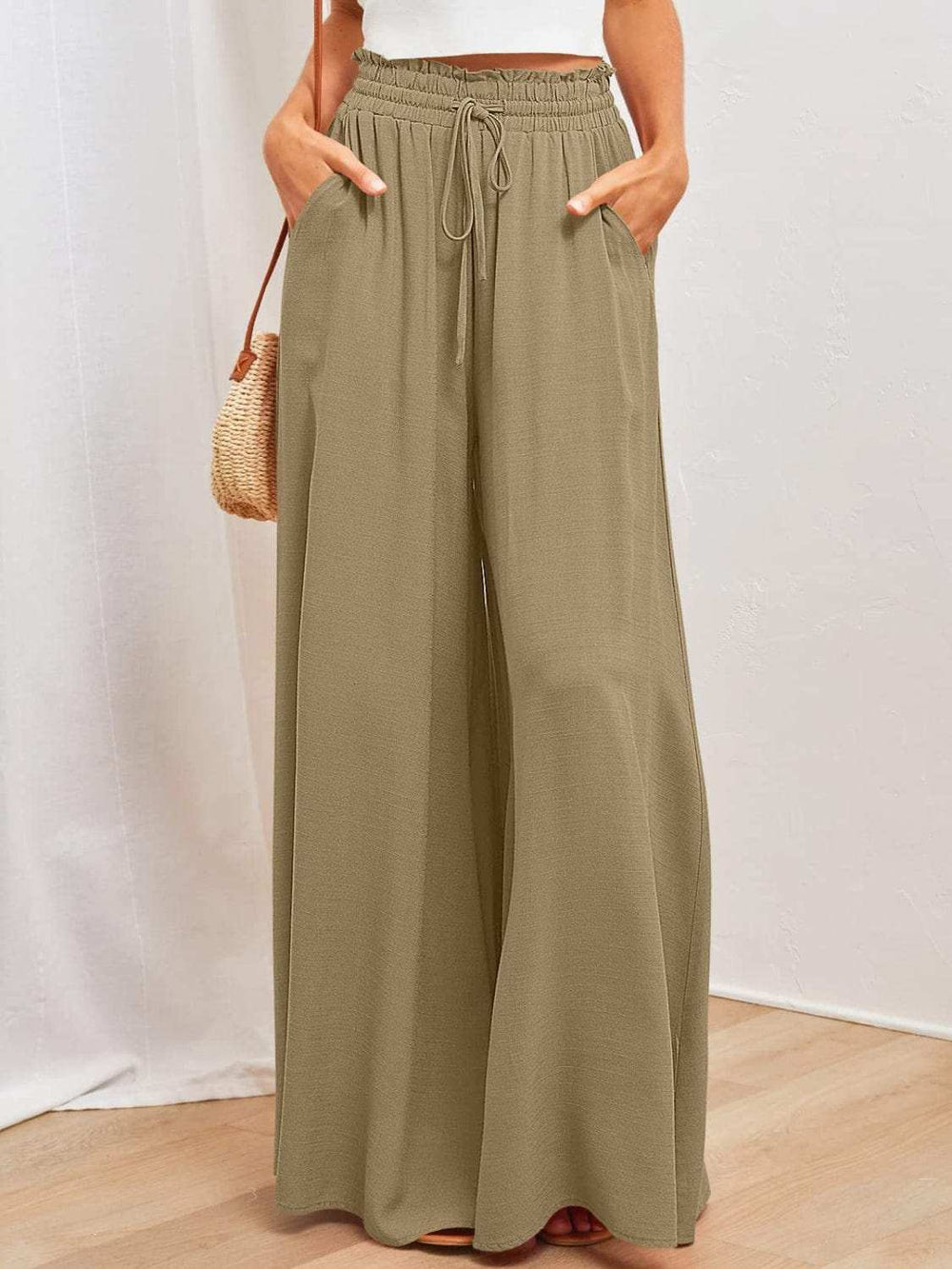 Wide Leg Pants with Pockets - Trendsi - Flyclothing LLC
