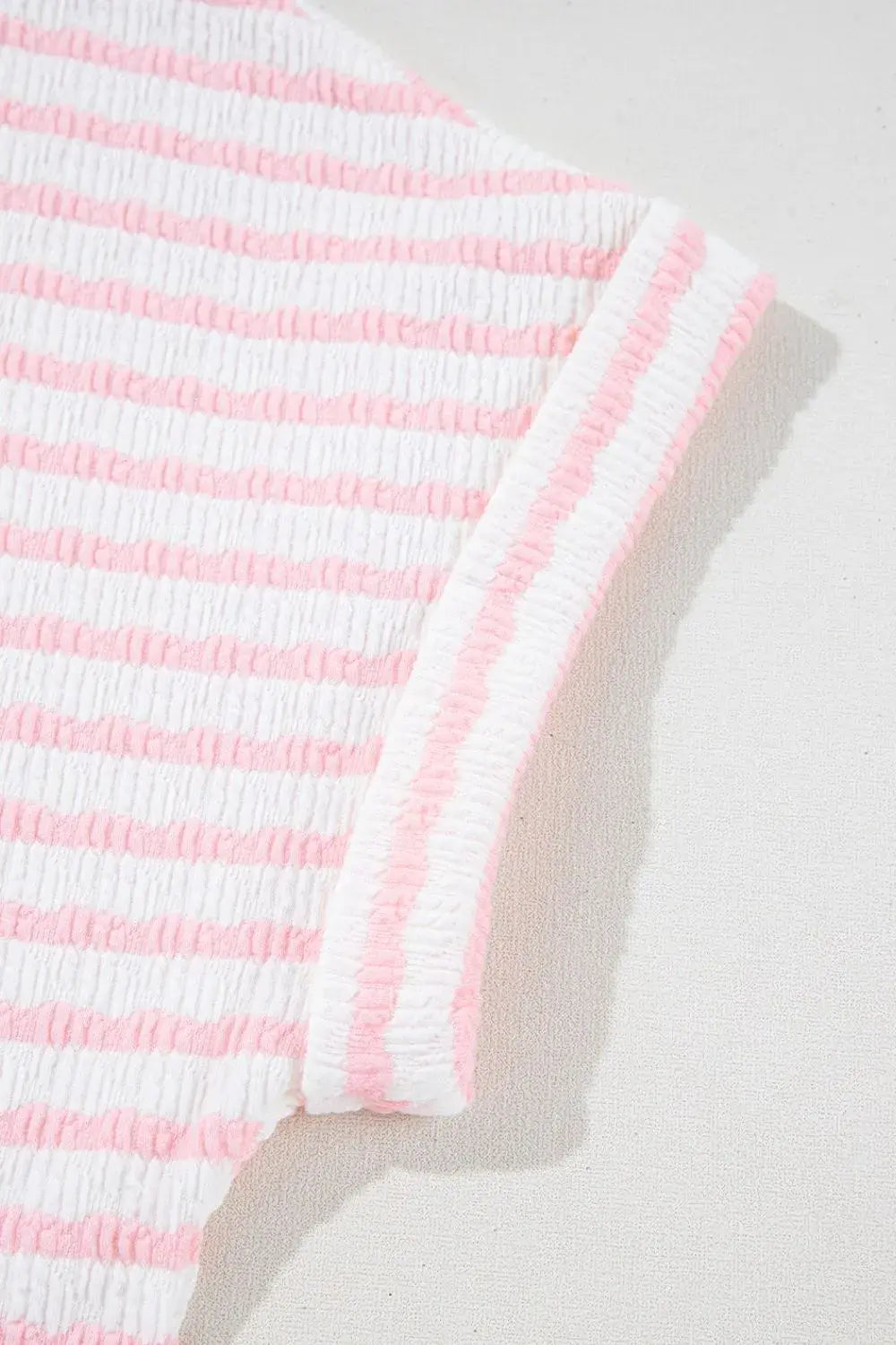 Stripe Knitted Short Sleeve Top and Drawstring Shorts Set - Trendsi - Flyclothing LLC