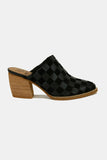 Beast Fashion Woven Checkerboard Block Heel Mule Shoes - Trendsi