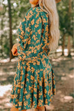 Printed Three-Quarter Sleeve Mini Dress - Trendsi - Flyclothing LLC