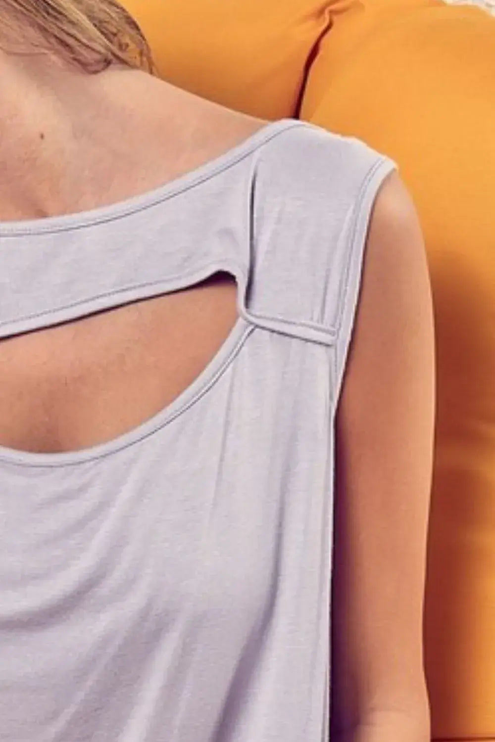 BiBi Rayon Span Knit With Cut Out Front Sleeveless Top - Trendsi - Flyclothing LLC