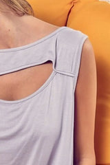 BiBi Rayon Span Knit With Cut Out Front Sleeveless Top - Trendsi - Flyclothing LLC