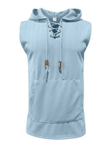 Men's Lace Up Hooded Top - Trendsi - Flyclothing LLC