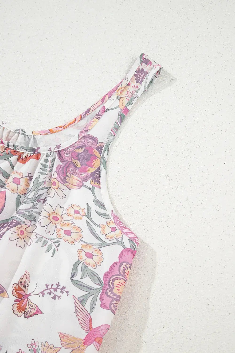 Multicolour Floral Tie Neck Sleeveless Mini Dress - Trendsi - Flyclothing LLC