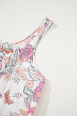 Multicolour Floral Tie Neck Sleeveless Mini Dress - Trendsi - Flyclothing LLC
