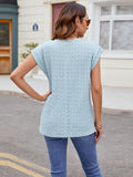 Textured Round Neck Cap Sleeve T-Shirt - Trendsi