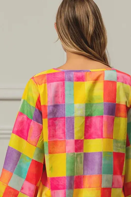 BiBi Multi Block Bubble Pop Ballon Top - Trendsi - Flyclothing LLC