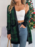 Plaid Open Front Long Sleeve Cardigan - Trendsi - Flyclothing LLC