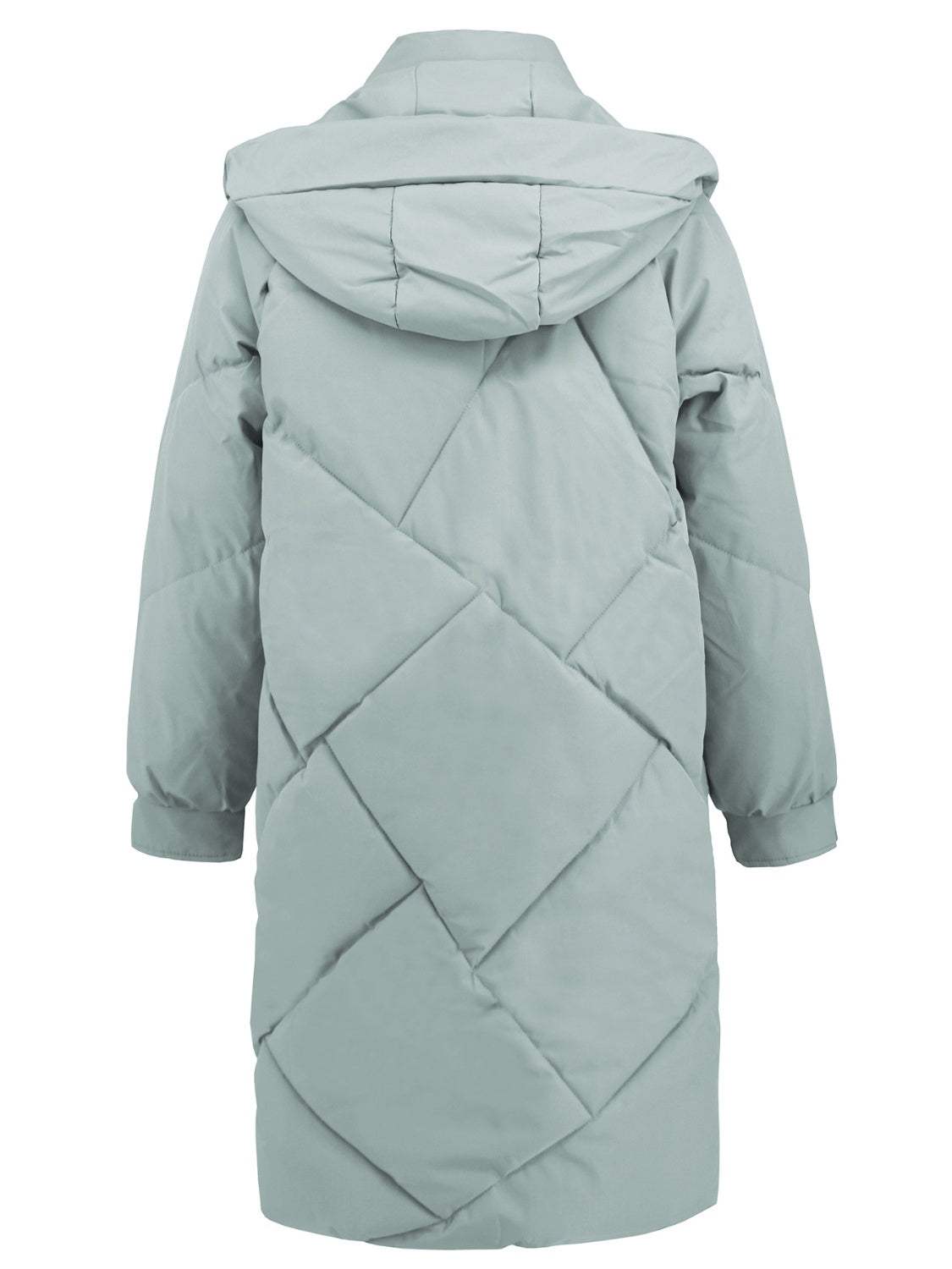 Long Sleeve Longline Hooded Winter Coat with Pockets - Trendsi - Flyclothing LLC