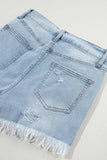 Distressed Raw Hem High Waist Denim Shorts - Trendsi - Flyclothing LLC