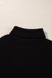 Striped & Checkered Turtleneck Dropped Shoulder Sweater - Trendsi - Flyclothing LLC
