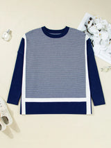 Stripe Dolman Oversize Tunic Sweater - Trendsi - Flyclothing LLC