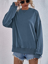 Dropped Shoulder Slit Hoodie - Trendsi - Flyclothing LLC