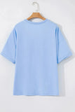 Loose Half Sleeve Hi Low Hem T Shirt - Trendsi
