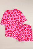 Pocketed Flower Half Sleeve Top and Shorts Lounge Set - Trendsi - Flyclothing LLC