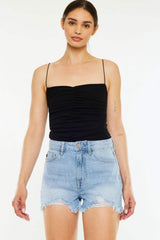 Kancan Raw Hem Distressed High Waist Denim Shorts - Trendsi - Flyclothing LLC
