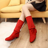 Round Toe Block Heels Boots - Trendsi - Flyclothing LLC