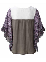 Full Size Printed Round Neck Three-Quarter Sleeve Blouse - Trendsi - Flyclothing LLC