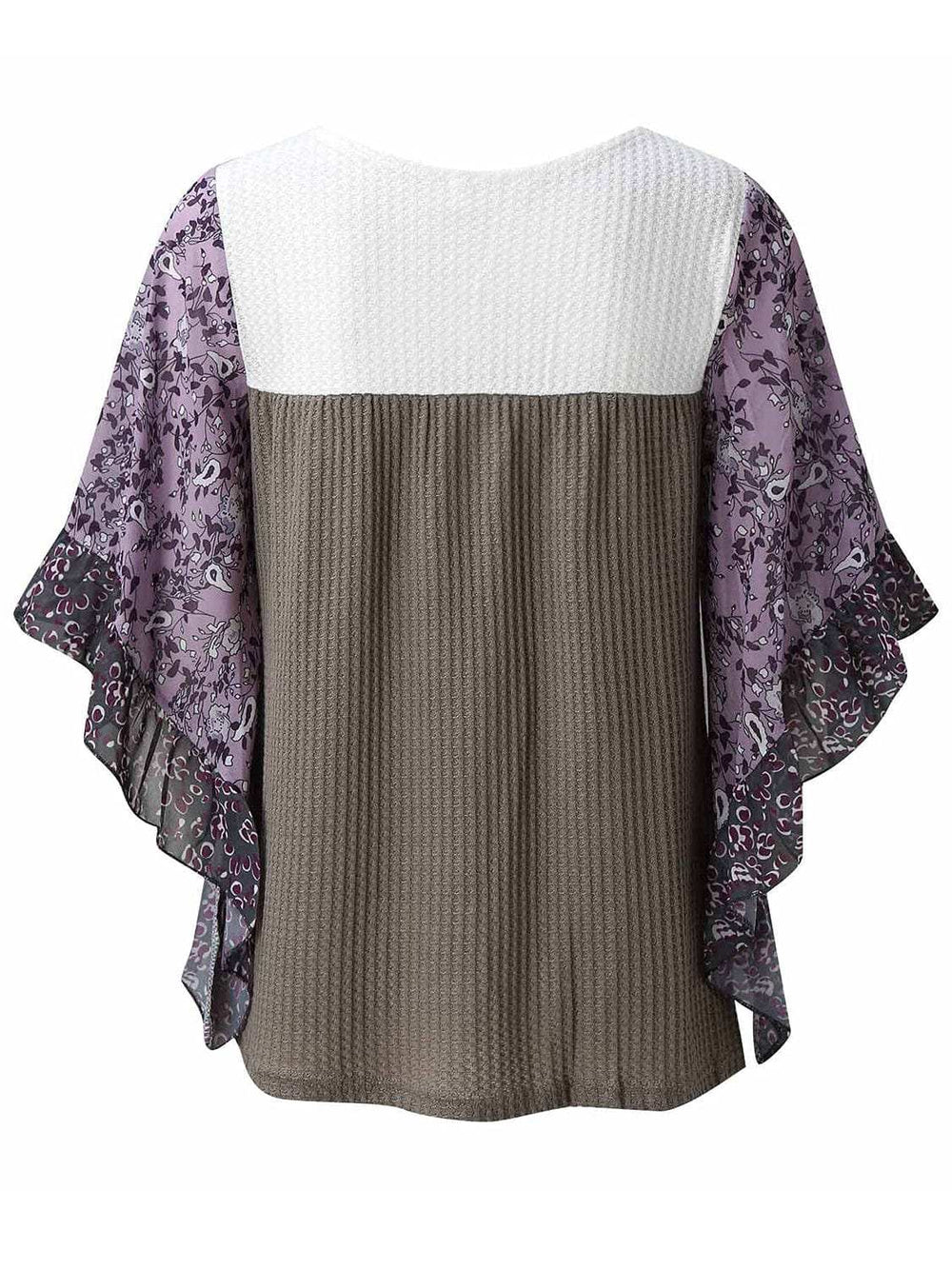 Full Size Printed Round Neck Three-Quarter Sleeve Blouse - Trendsi - Flyclothing LLC