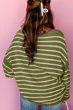 Striped Round Neck Dropped Shoulder Sweater - Trendsi - Flyclothing LLC