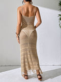 Openwork Scoop Neck Cover-Up Dress - Trendsi