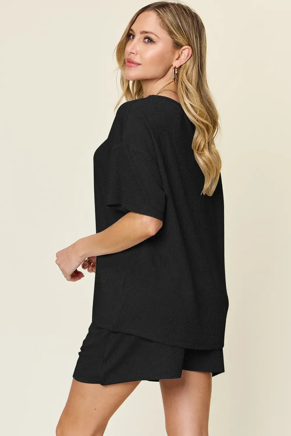 Double Take Basic style Round Neck Solid Set - Trendsi - Flyclothing LLC