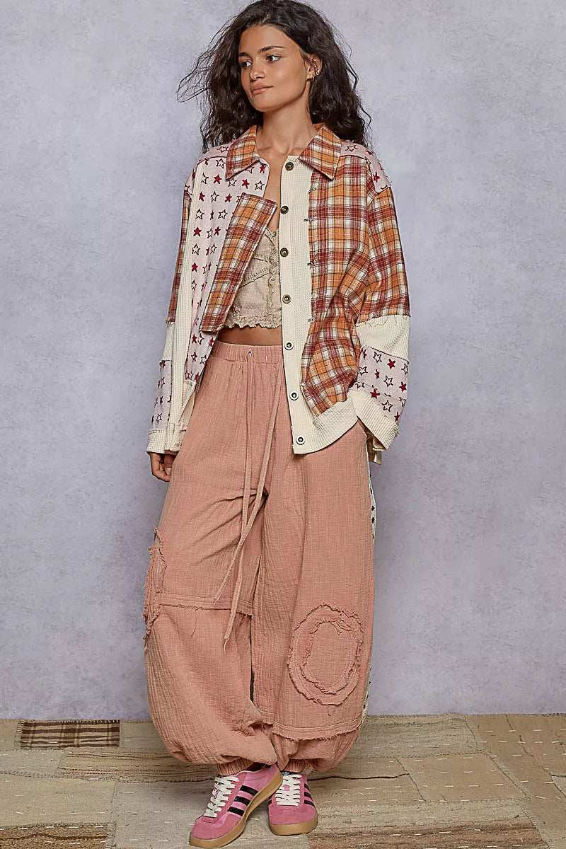 POL Plaid Contrast Button Down Shacket - Trendsi - Flyclothing LLC