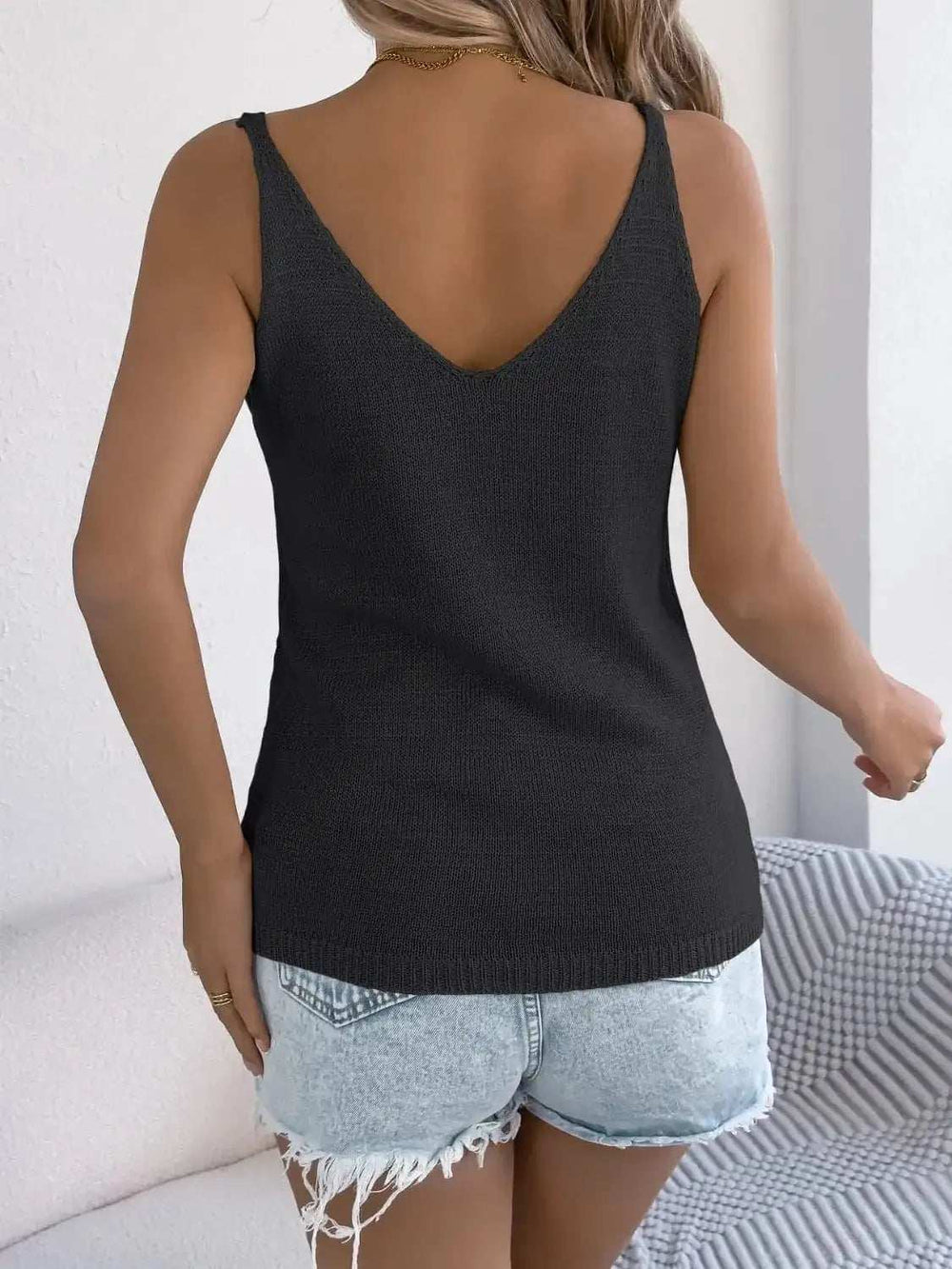Cable-Knit Button Down V-Neck Sweater Vest - Trendsi - Flyclothing LLC